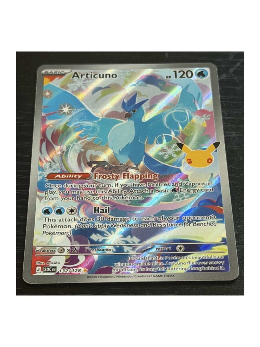 2026 Pokemon Articuno 132/128 Illustration Rare Holo English Raw NM
